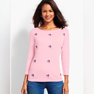 NWT Talbots Pink Fish Patterned Blouse Size SP